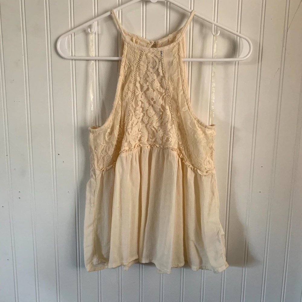 American Eagle Crepe Lace Blouse, XS